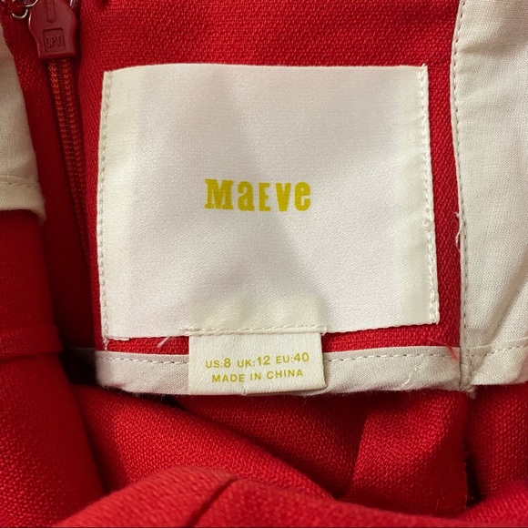 ANTHROPOLOGIE Maeve Bow Back Red Shift Dress 8 - Picture 7 of 8